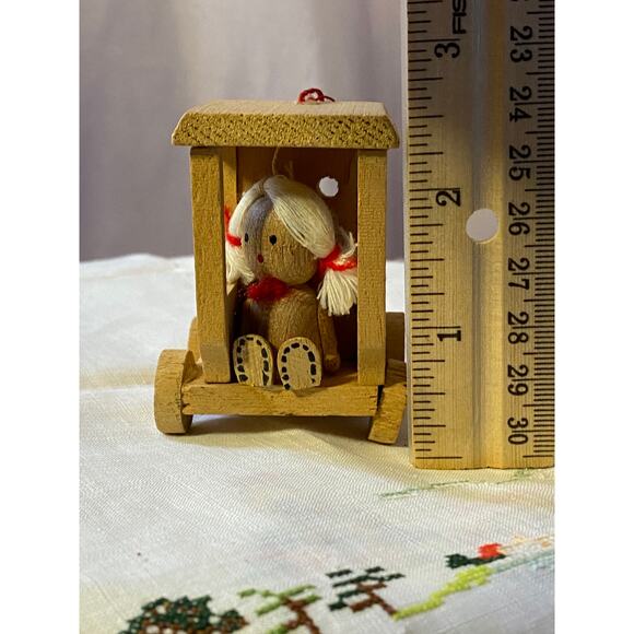 Wooden Christmas Tree Ornament Natural wood train engine - Picture 3 of 10